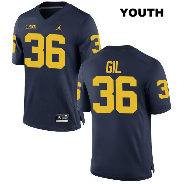 Youth NCAA Michigan Wolverines Devin Gil #36 Navy Jordan Brand Authentic Stitched Football College Jersey DK25Q50KS